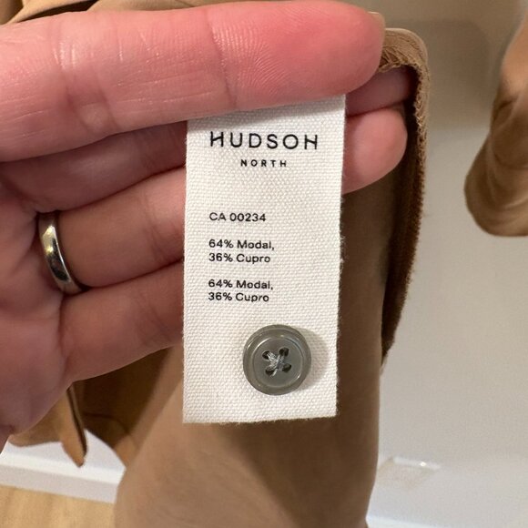 Hudson North Tan Shirt Dress M • Modal/Cupro • Belted • Soft Draped Fit - Picture 6 of 7